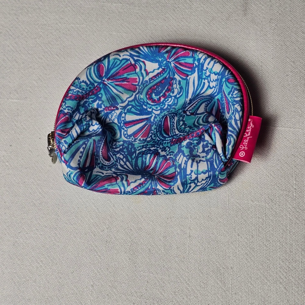 Lilly Pulitzer for Target Cosmetic Bag Blue Pink Shell Print Makeup Pouch 2015